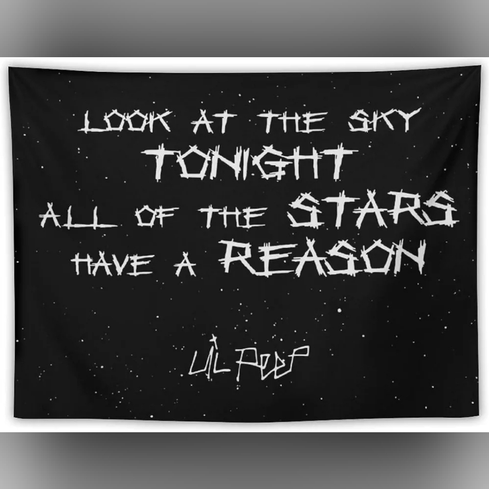 Black and White Lil Peep Wall Tapestry
